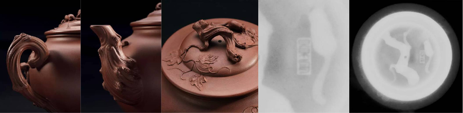 Detail view from front and above. X-ray scan of lid with Artist seal ('Jingzhou')