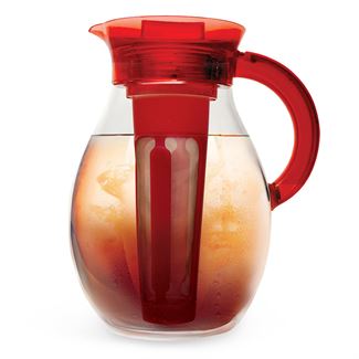FORLIFE Mist Glass Ice Tea Jug , 50-Ounce, Red