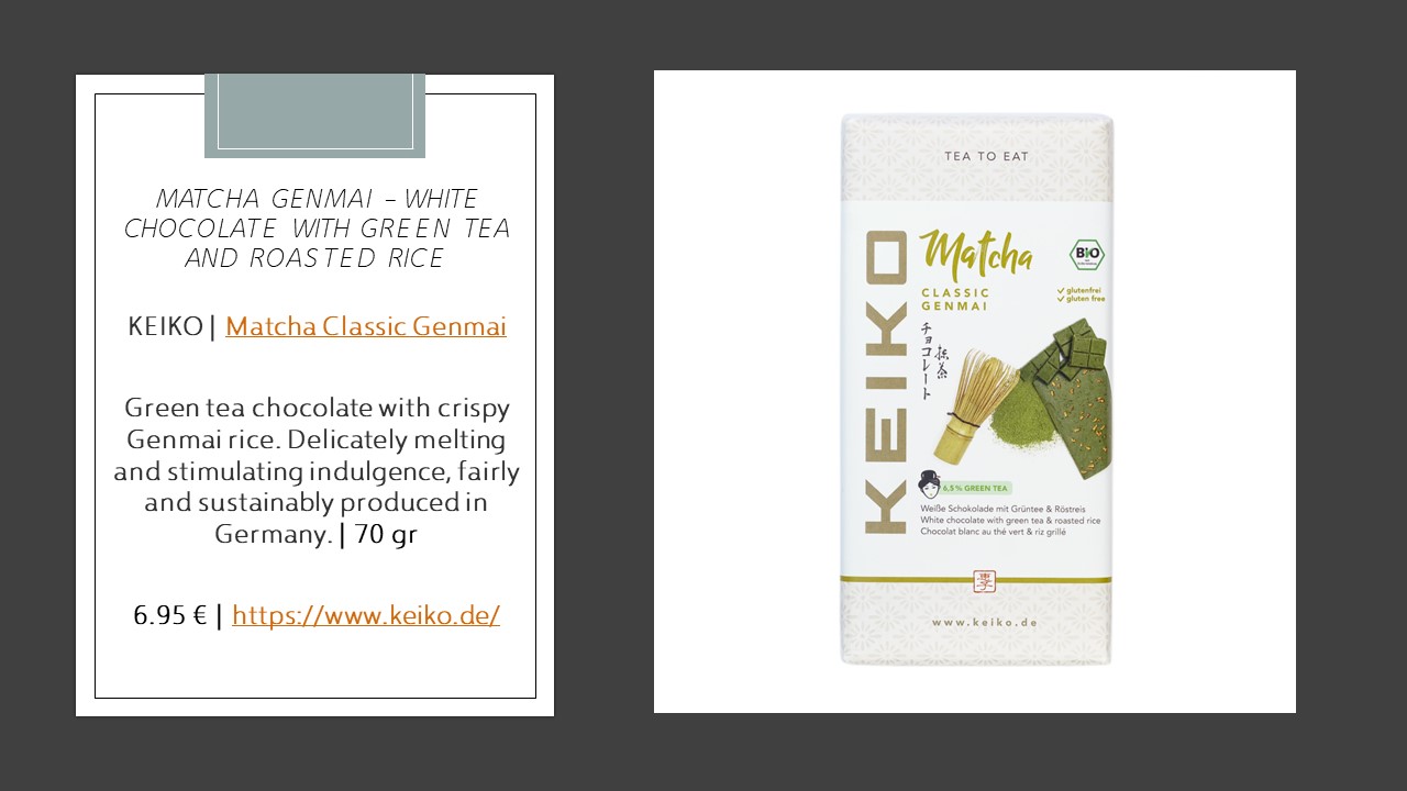 MATCHA GENMAI – WHITE Chocolate With Green Tea and Roasted Rice 