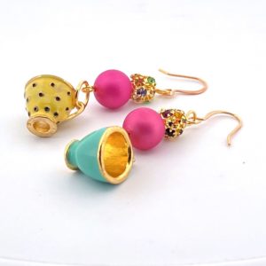 Colorful teacup earrings for Valentine's Day