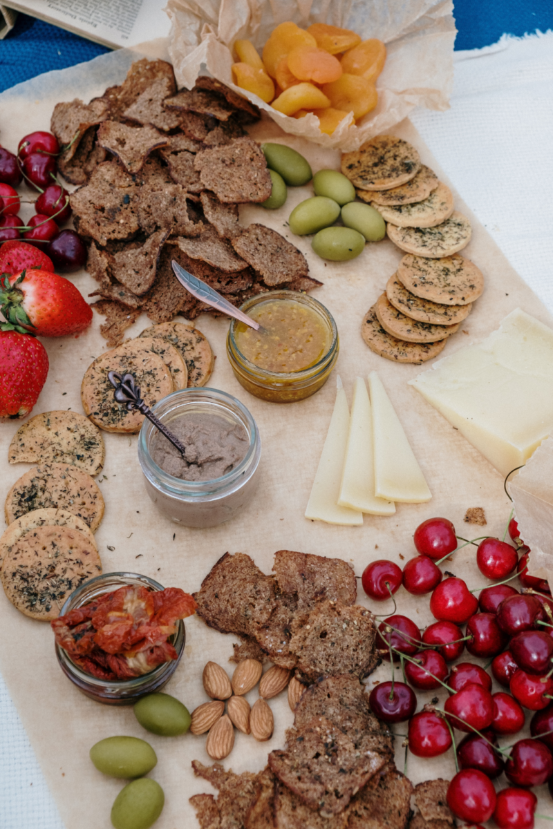 Cheese and charcuterie boards make for easy outdoor tea-party fare