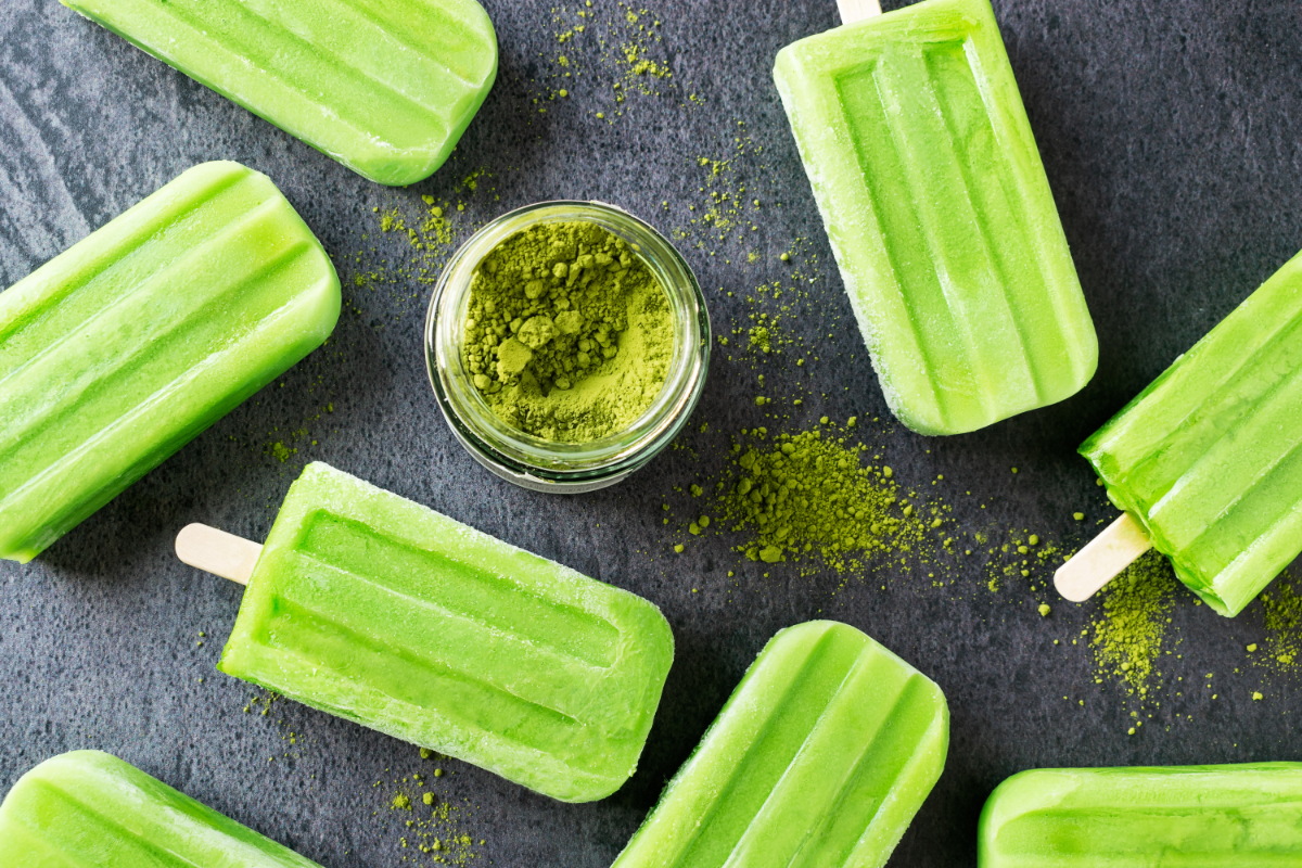 Matcha Green Tea popsicles are a great way to end a heavy meal. 
