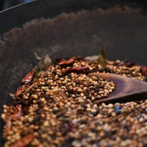 Spices roasting for black curry powder