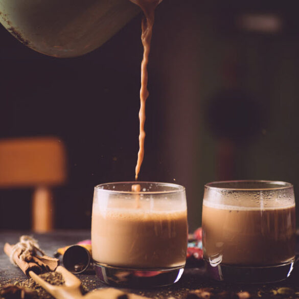 Pouring Bengali chai