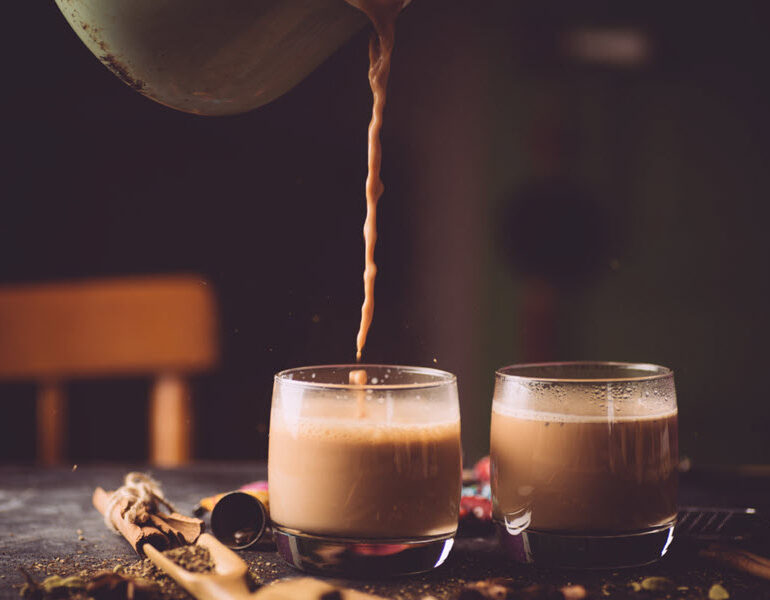 Pouring Bengali chai